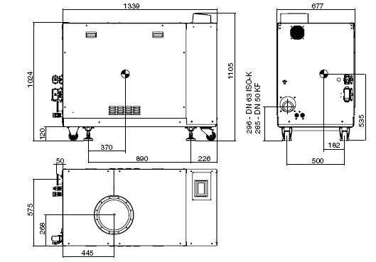 萊寶DRYVAC DV5000干式螺桿真空泵尺寸圖