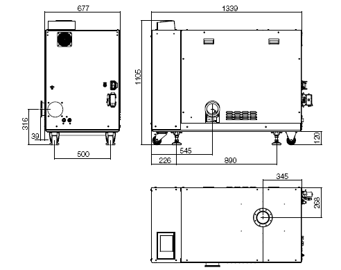 萊寶DRYVAC DV1200干式螺桿真空泵尺寸圖