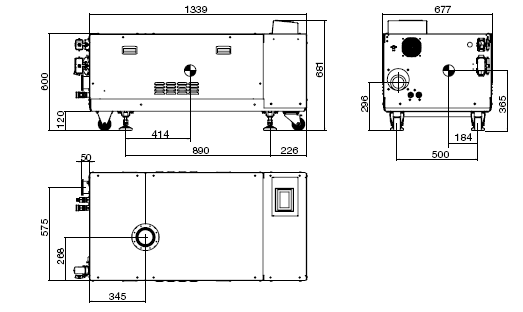 萊寶DRYVAC DV650i干式螺桿真空泵尺寸圖 萊寶DRYVAC DV650i干式螺桿真空泵尺寸圖